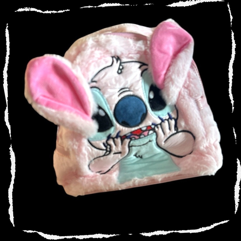 Pink (Stitch) Plush Backpack Purse with Keychain/Bag Charm NIP